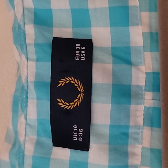 Fred Perry blue and white gingham button up dreas - Picture 3 of 5